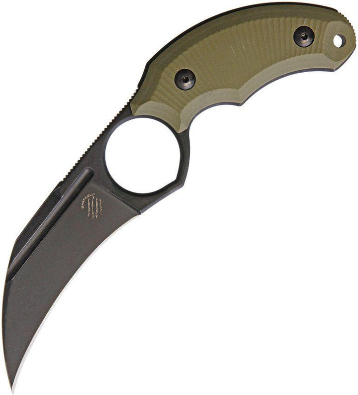 Bastinelli Creations HARPY Fixed Blade OD Green Sculpted G10 Black Stonewash Bohler N690 - Knives.mx