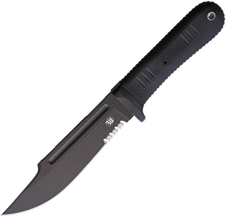 Bastinelli Creations Montana Fixed Blade Serrated Black Clip Point Bohler N690 - Knives.mx