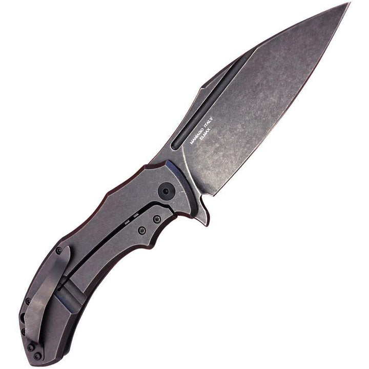 Bastinelli Creations Shadow Framelock Titanium Black Stonewash Elmax - Knives.mx
