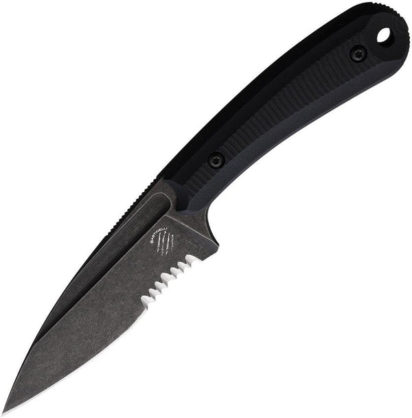 Bastinelli Creations SIN Fixed Blade Blackout G10 Stonewash Serrated Bohler N690 - Knives.mx