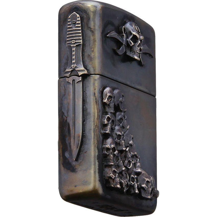 Bastinelli Creations Skulls Zippo Bronze Lighter Double Sided Skull Artwork - Knives.mx