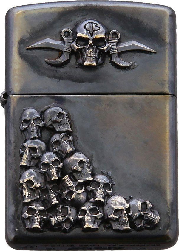 Bastinelli Creations Skulls Zippo Bronze Lighter Single Skull Artwork - Knives.mx