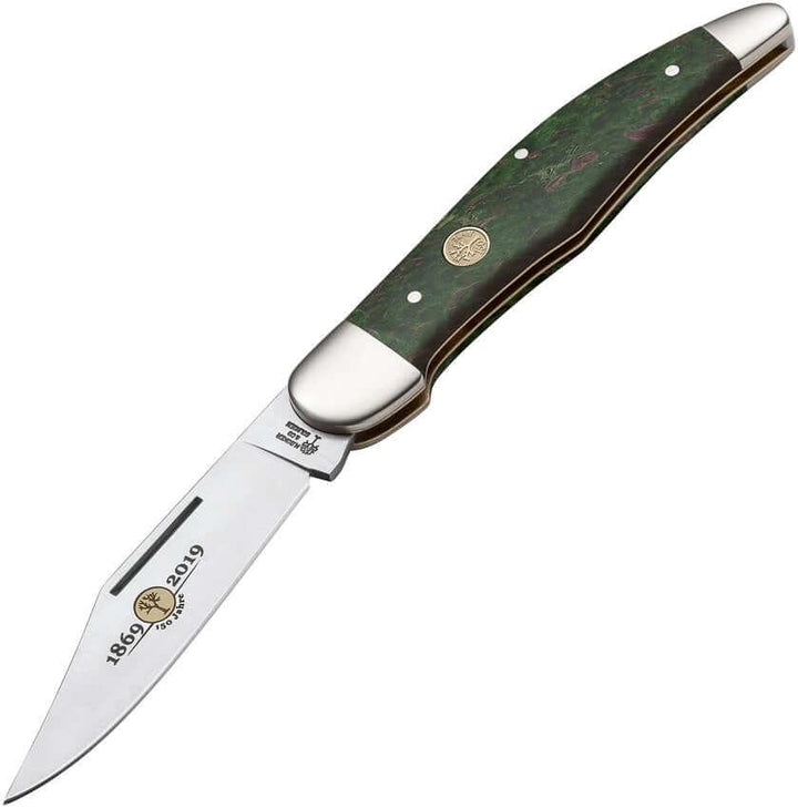 Boker 20-20 Folder Green Curly Birch 440C - Knives.mx