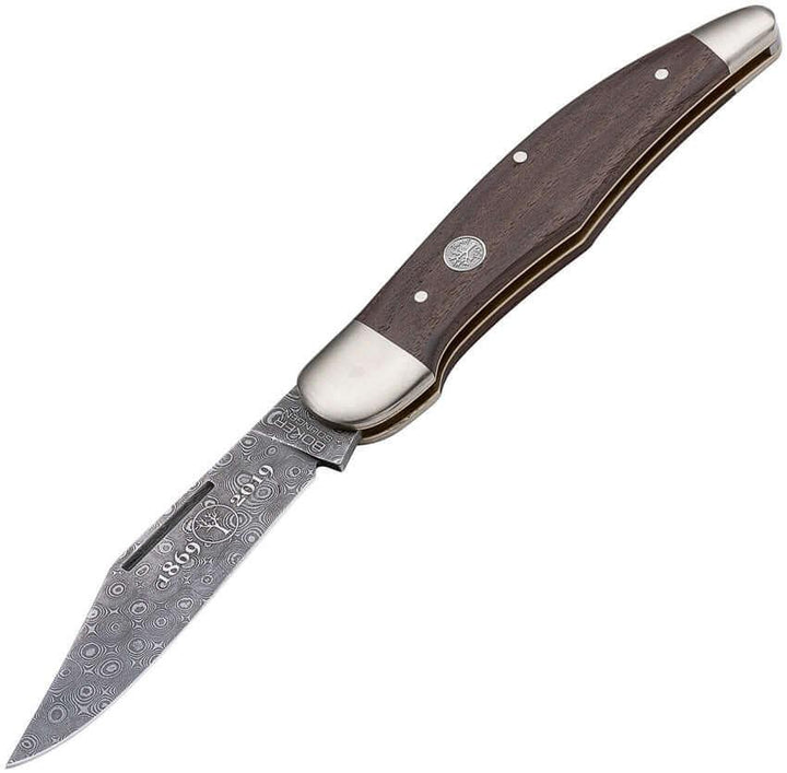 Boker 20-20 Steam Engine Slip Joint Chestnut Wood Damascus - Knives.mx