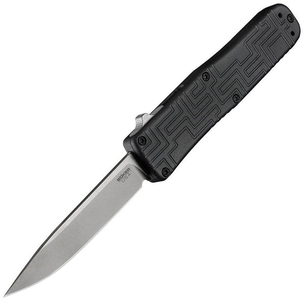 Boker Auto Out The Front Black Textured Aluminum SW 154CM - Knives.mx