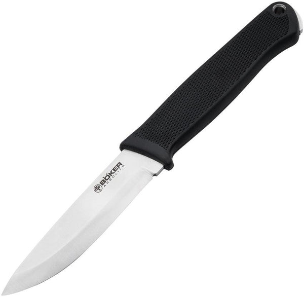 Boker BK-1 Fixed Blade Black Checkered Handle Satin Bohler N690 - Knives.mx