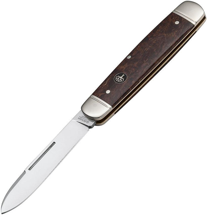 Boker Cattle Knife Slipjoint Curly Birch Wood Satin Bohler N690 - Knives.mx