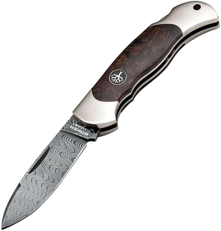 Boker Junior Scout Lockback Curly Birch Damascus Steel - Knives.mx