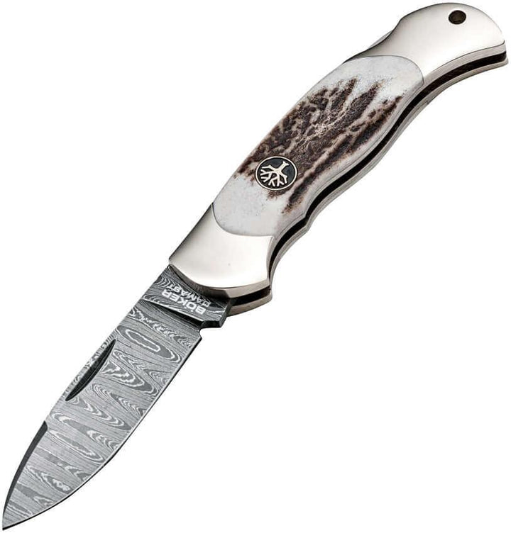 Boker Junior Scout Lockback Stag Damascus Steel - Knives.mx