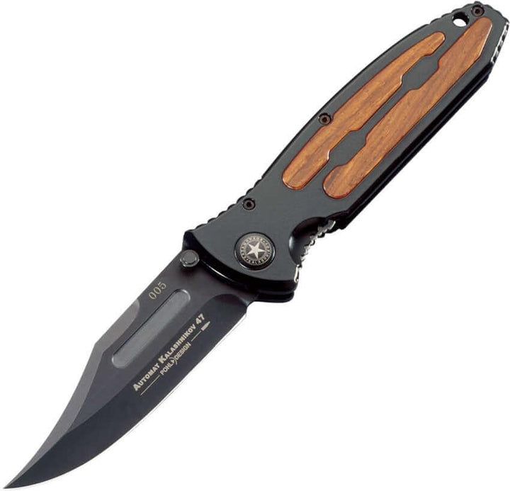 Boker Kalashnikov Linerlock Black Aluminum w Cocobolo PVD coated 440C - Knives.mx