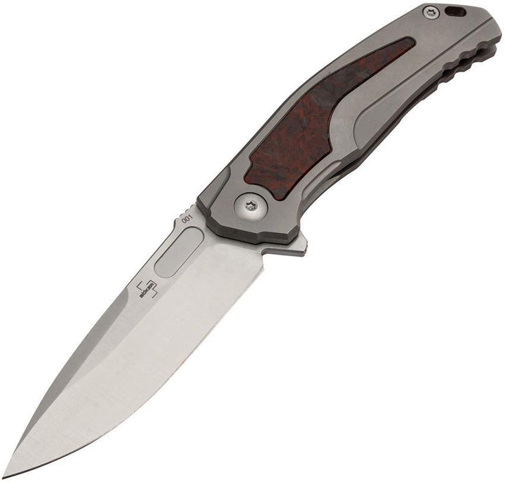 Boker Plus Aphex Mini Framelock Gray Titanium w Red & Black Carbon Fiber Inlay Satin VG-10 - Knives.mx