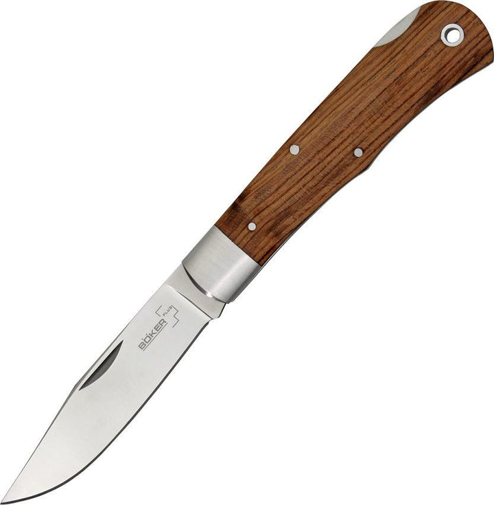 Boker Plus Bubinga Wood Lockback Mirror Clip Point 440C - Knives.mx