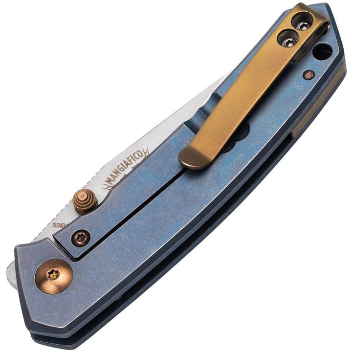 Boker Plus Canoe Framelock Blue SW Titanium Stonewash Drop Point S35VN - Knives.mx