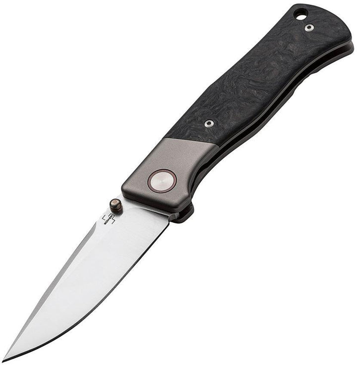 Boker Plus Collection 2021 Limited Edition Framelock Carbon fiber w Stainless Satin Back Bohler M390 - Knives.mx