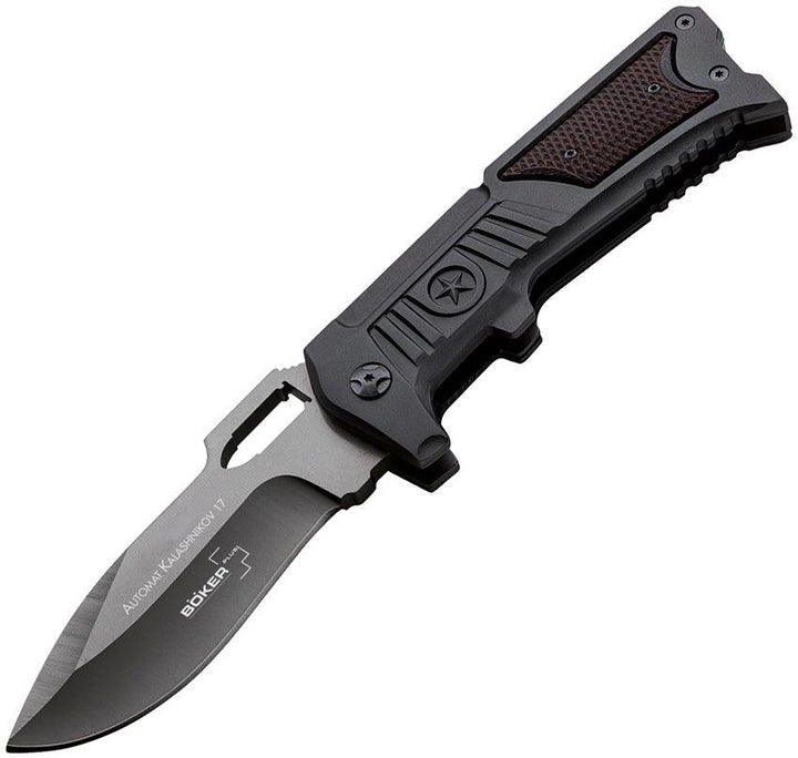 Boker Plus Kal 17 Linerlock Black Aluminum Gray Coated 440C - Knives.mx