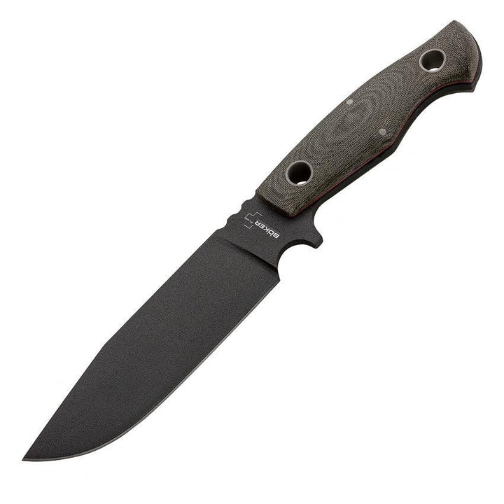 Boker Plus Rold Fixed Blade Green Canvas Micarta Black Sk5 - Knives.mx