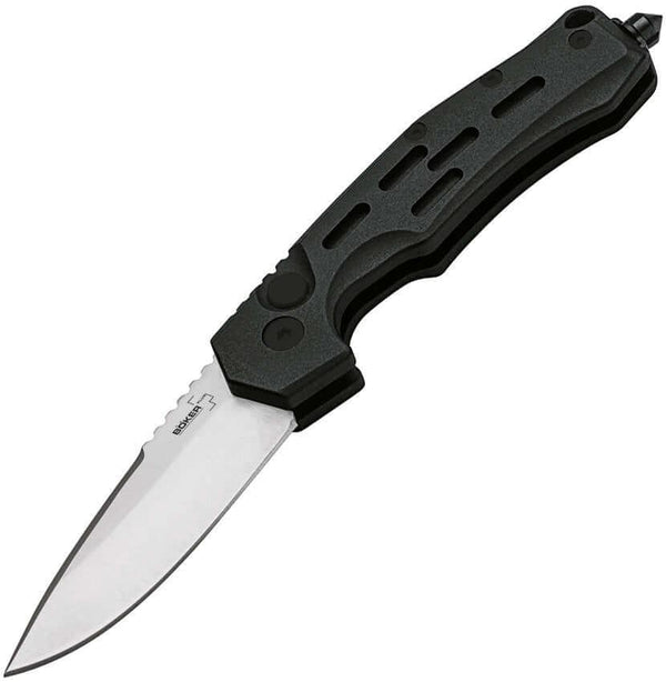 Boker Plus Thunder Storm Button Lock Black Aluminum Stonewash AUS-8 - Knives.mx