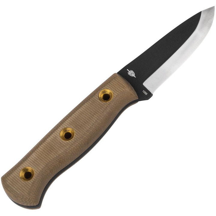 Boker Plus Vigtig Fixed Blade Brown Canvas Micarta Black Powder Coated 1095HC - Knives.mx