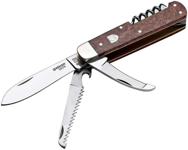 Boker Quadro 1674 Brown Amboina Wood 440C - Knives.mx