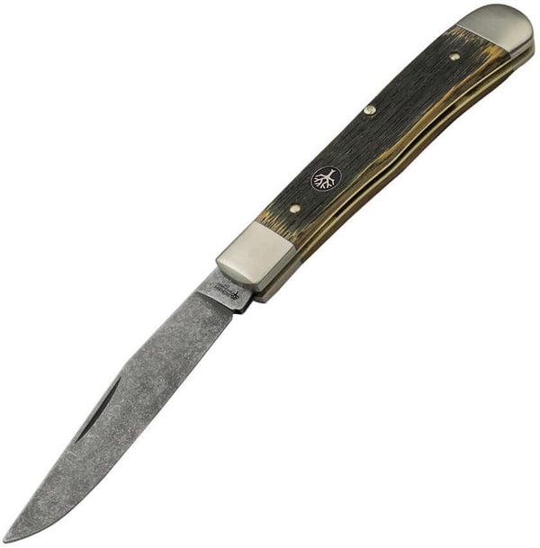 Boker Schloss Burg Trapper Oak handle O1 Steel Clip Blade - Knives.mx