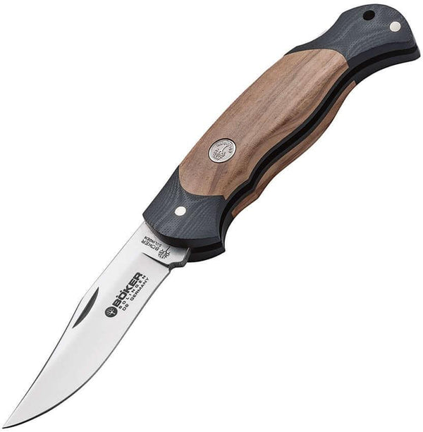 Boker Scout Lockback Black G10 w Olive Wood D2 - Knives.mx