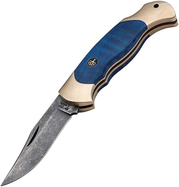 Boker Scout Lockback Blue Chestnut Wood Acidwash C75 carbon Steel - Knives.mx