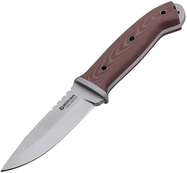 Boker T3 Fixed Blade Brown Linen Micarta Bohler N690 - Knives.mx