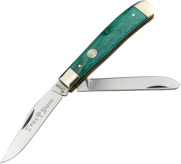 Boker Trapper Green Smooth Bone Mirror D2 - Knives.mx