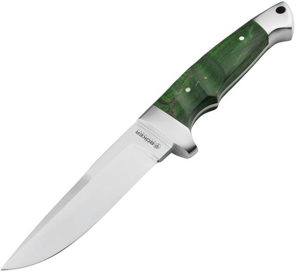 Boker Vollintegral 2.0 Fixed Blade Green Curly Birch Wood Satin 440C - Knives.mx