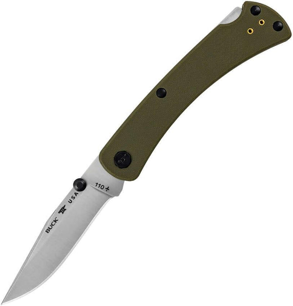 Buck 110 Slim Pro TRX Lockback OD Green G10 Satin Clip Point CPM S30V - Knives.mx