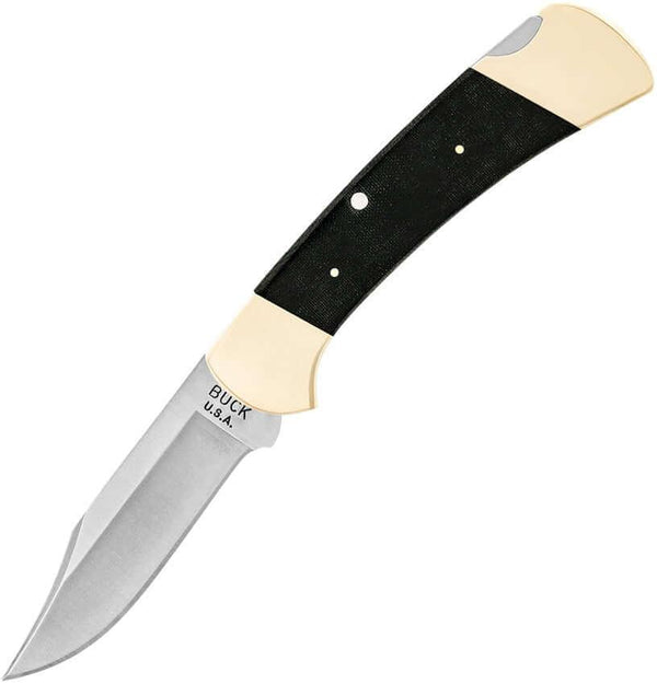 Buck 112 Ranger Tribute Lockback Black Micarta w Brass Bolsters Satin 440C Limited Edition - Knives.mx