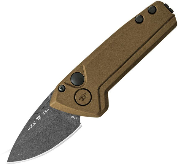 Buck Auto Mini Deploy Burnt Bronze Aluminum Gray Cerakote 154CM - Knives.mx