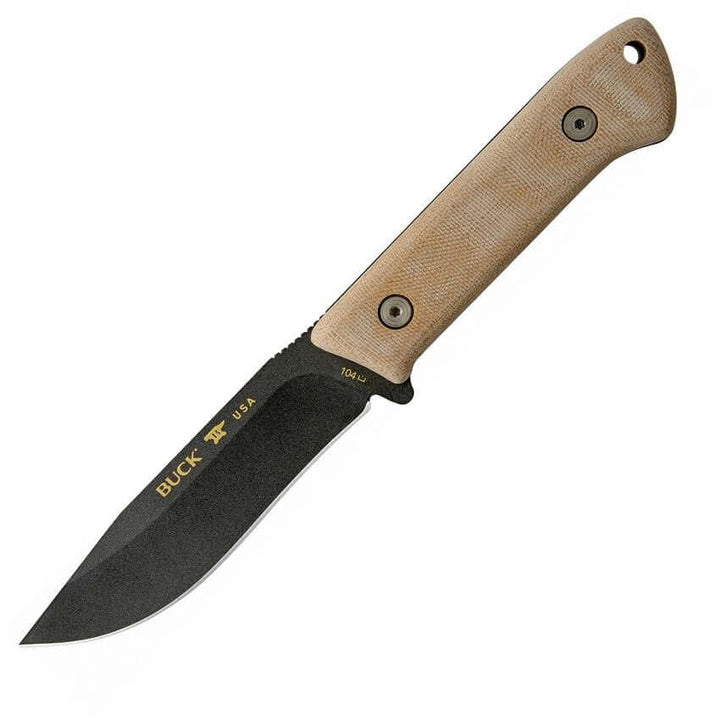 Buck Compadre Camp Knife Natural Micarta Black Cerakote 5160 - Knives.mx