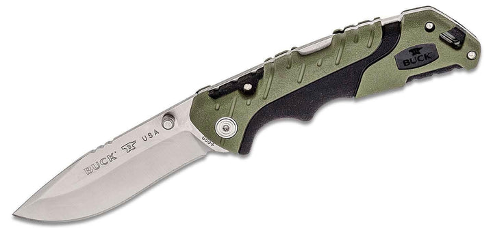 Buck Large Pursuit Lockback Black GFN w Green Versaflex Onlay 420HC - Knives.mx