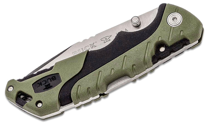 Buck Large Pursuit Lockback Black GFN w Green Versaflex Onlay 420HC - Knives.mx
