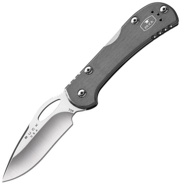 Buck Mini SpitFire Lockback Gray Aluminum Satin 420HC - Knives.mx