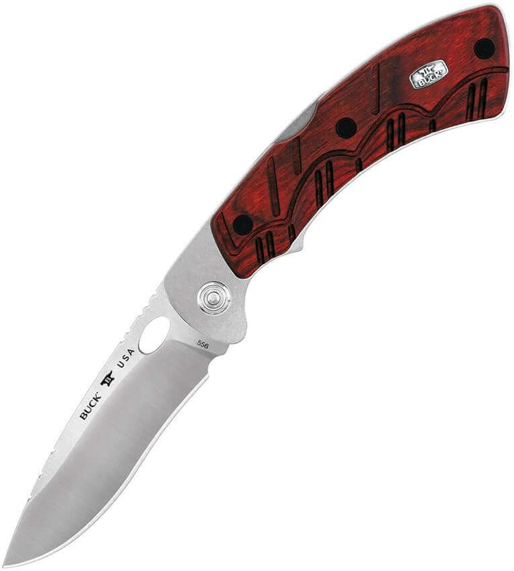 Buck Open Season Lockback Red Wood 420HC - Knives.mx