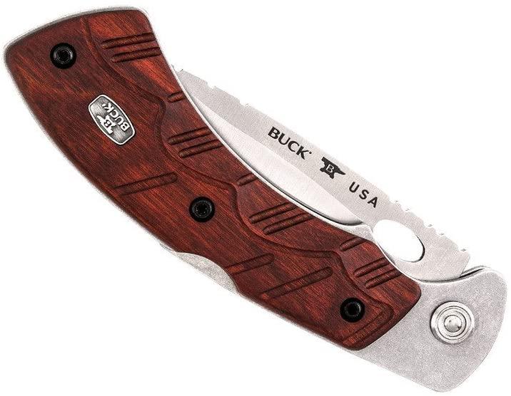 Buck Open Season Lockback Red Wood 420HC - Knives.mx