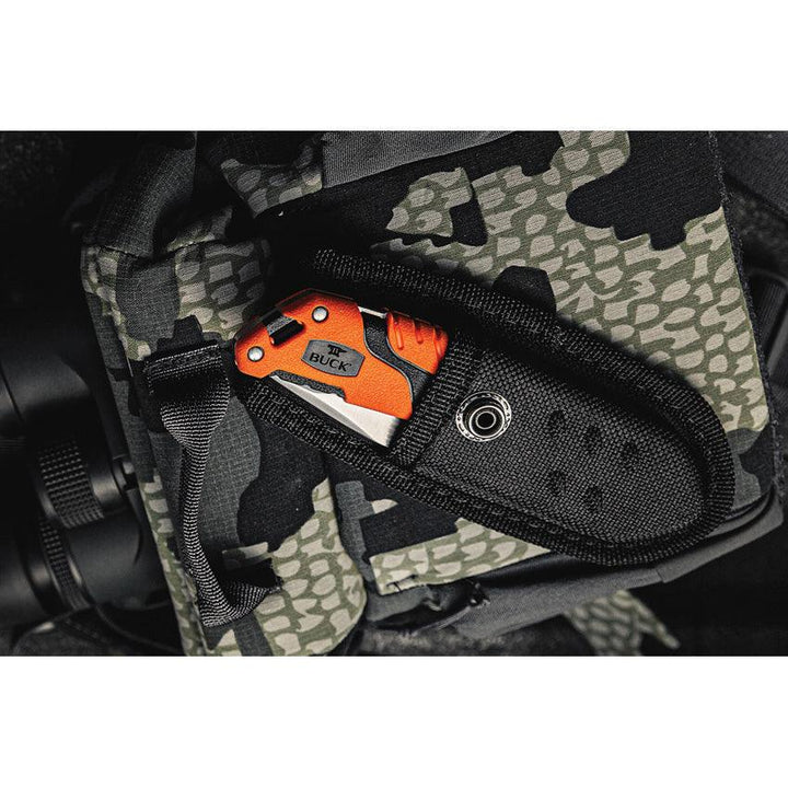 Buck Pursuit Pro Lockback Black & Orange GFN Satin Drop Point S35VN - Knives.mx