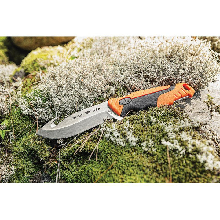 Buck Pursuit Pro Orange & Black GFN Satin Guthook S35VN - Knives.mx