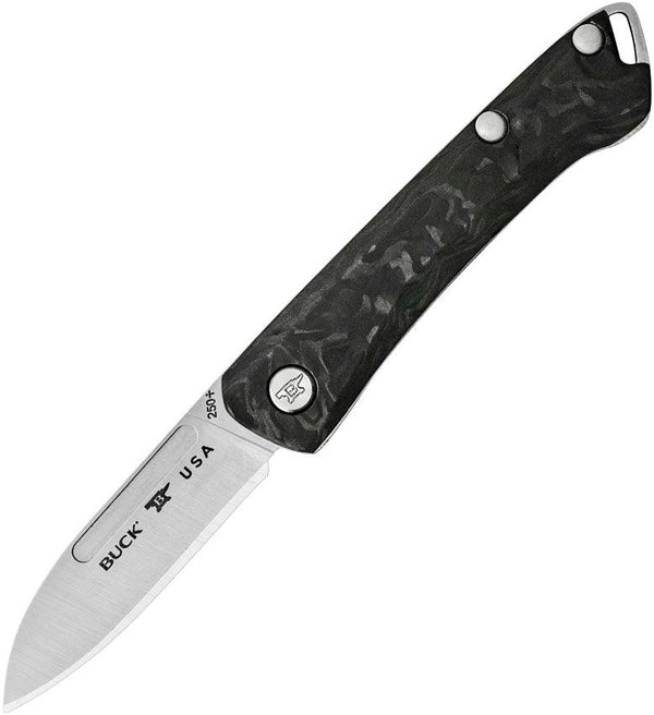 Buck Saunter Folder Limited Edition Marbled Carbon Fiber Satin Drop Point S35VN - Knives.mx