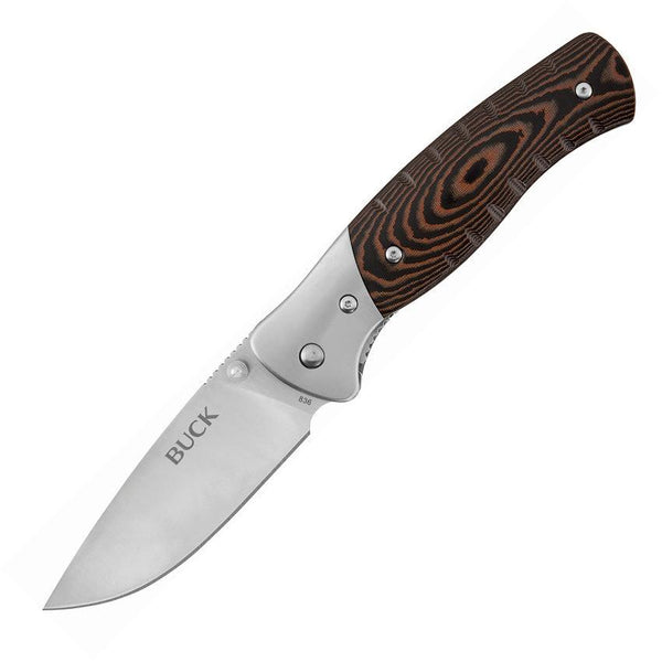 Buck Selkirk Linerlock Brown/Black CNC Contoured Micarta 420HC - Knives.mx