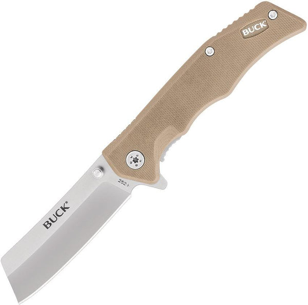 Buck Trunk Linerlock Tan G10 Satin Cleaver 7Cr17MoV - Knives.mx