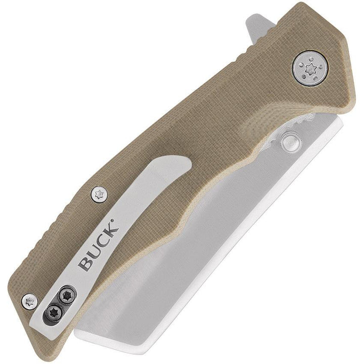 Buck Trunk Linerlock Tan G10 Satin Cleaver 7Cr17MoV - Knives.mx