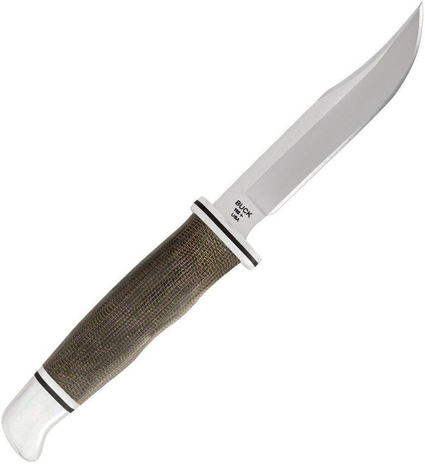 Buck Woodsman Pro Green Canvas Micarta Satin S35VN - Knives.mx