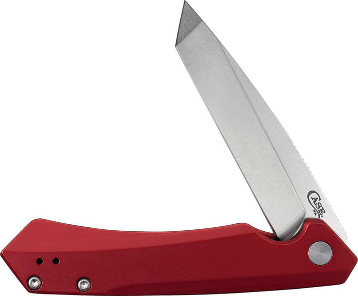 Case Cutlery Kinzua Framelock Red Aluminum Stonewash Tanto S35VN - Knives.mx