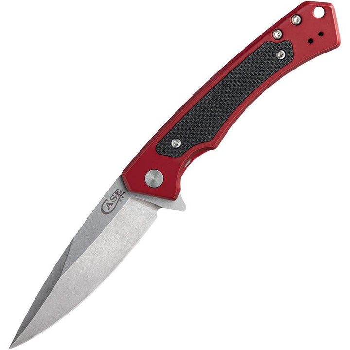 Case Cutlery Marilla EDC Framelock Red Aluminum w Black G10 Inlay Stonewash S35VN - Knives.mx