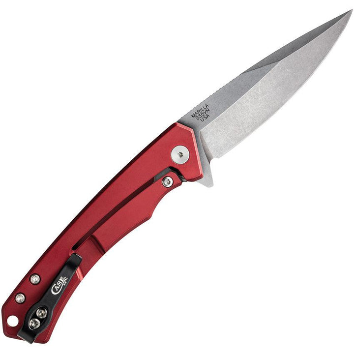 Case Cutlery Marilla EDC Framelock Red Aluminum w Black G10 Inlay Stonewash S35VN - Knives.mx