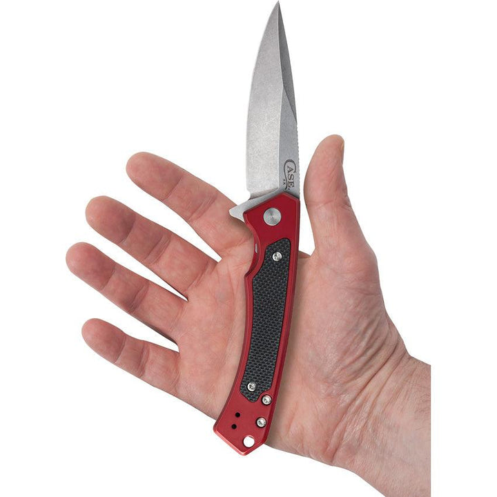 Case Cutlery Marilla EDC Framelock Red Aluminum w Black G10 Inlay Stonewash S35VN - Knives.mx