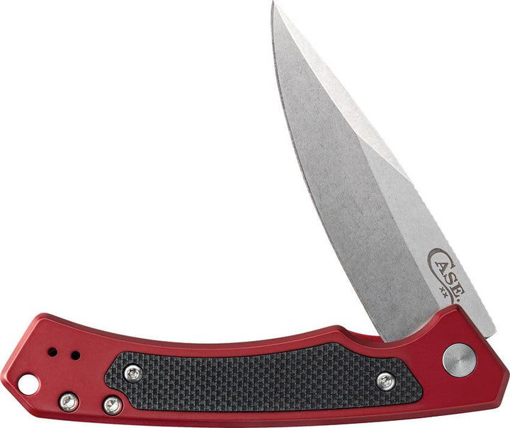 Case Cutlery Marilla EDC Framelock Red Aluminum w Black G10 Inlay Stonewash S35VN - Knives.mx